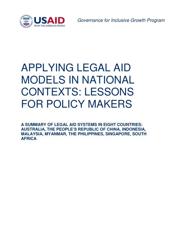 Applying Legal Aid Models in National Contexts: Lessons for Policy Makers