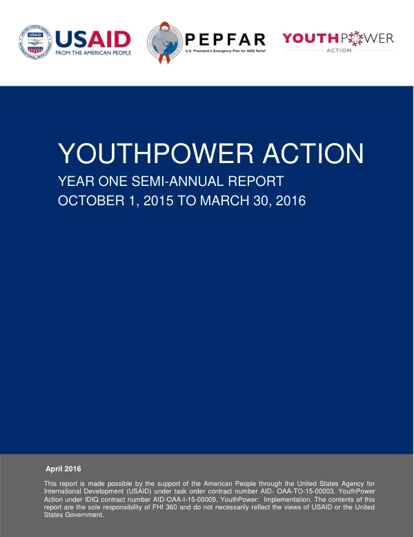 YouthPower Action Year 1 Semi-Annual Report