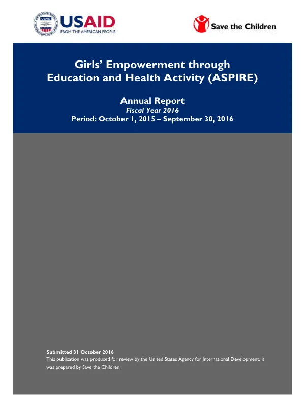 ASPIRE Annual Program Report (Oct 2015-Sep 2016)