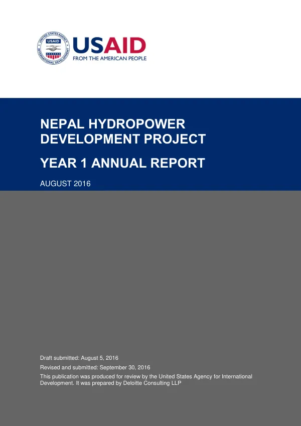 Nepal Hydropower Development Project: Year 1 Annual Report