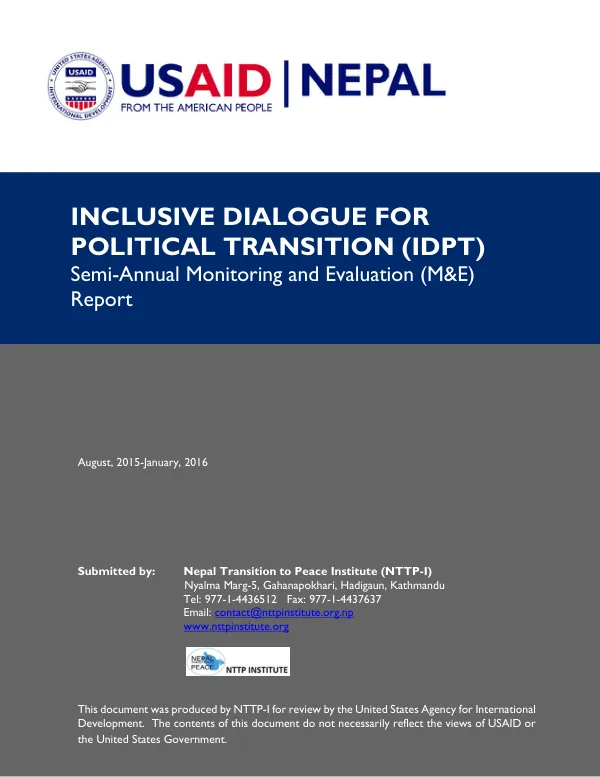 Inclusive Dialogue for Political Transition (IDPT) Semi-Annual Monitoring and Evaluation (M&E) Report
