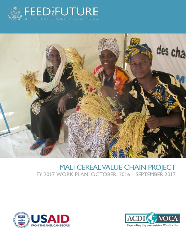 Mali Cereal Value Chain Project FY 2017 Work Plan