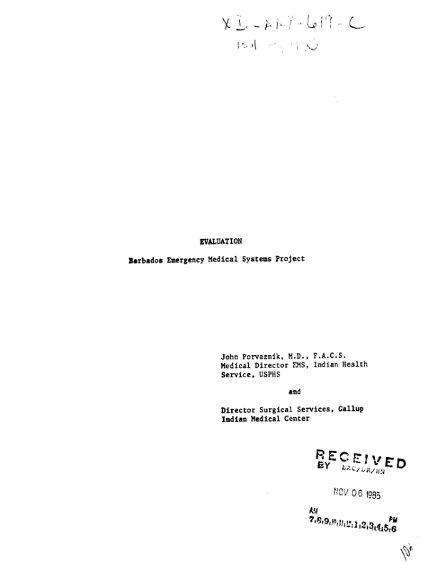 Evaluation : Barbados emergency medical systems project
