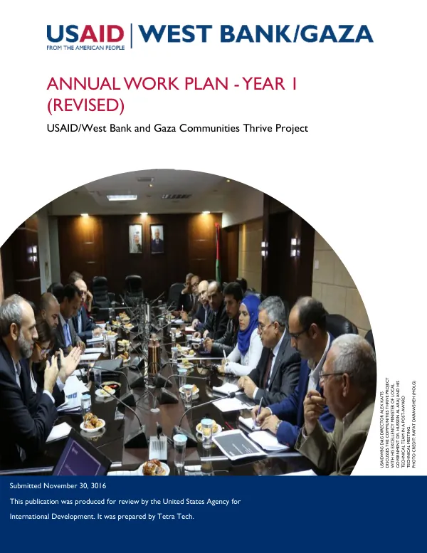 ANNUAL WORK PLAN - YEAR 1 (REVISED) USAID/West Bank and Gaza Communities Thrive Project