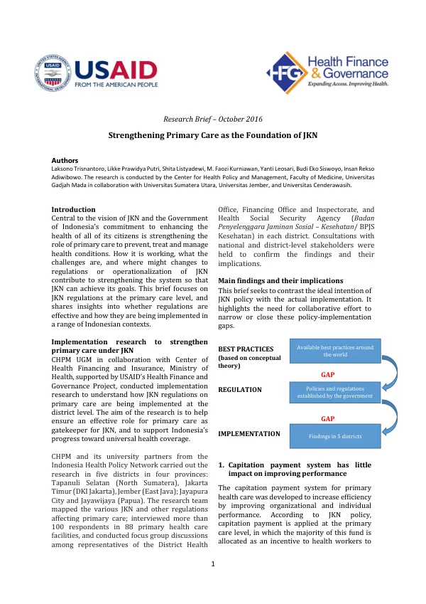 Strengthening Primary Care as the Foundation of JKN
