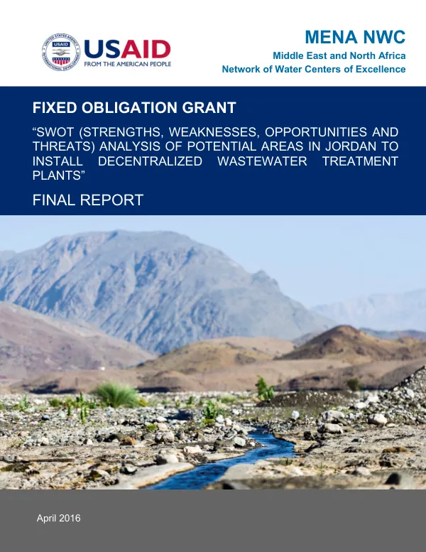 SWOT (Strengths, Weaknesses, Opportunities and Threats) Analysis of Potential Areas in Jordan to Install Decentralized Wastewater Treatment Plants