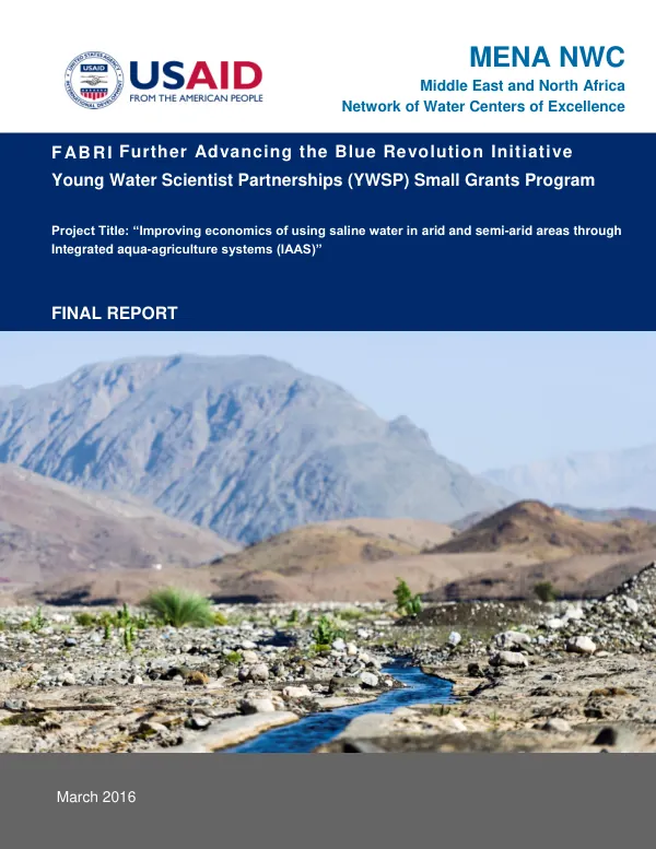 Improving economics of using saline water in arid and semi-arid areas through Integrated aqua-agriculture systems (IAAS)