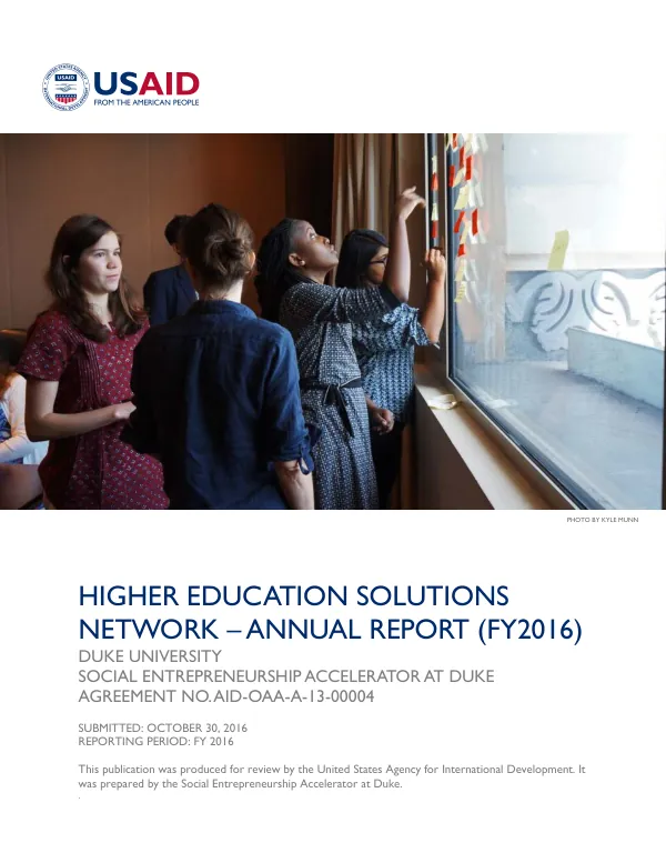 AID-OAA-A-13-00004 Duke SEAD FY16 Annual Report