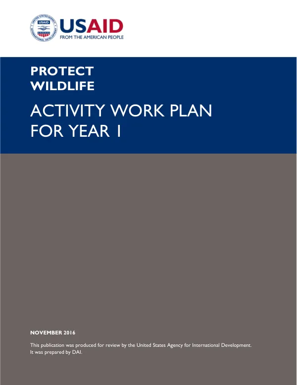 Protect Wildlife Activity Work Plan for Year 1