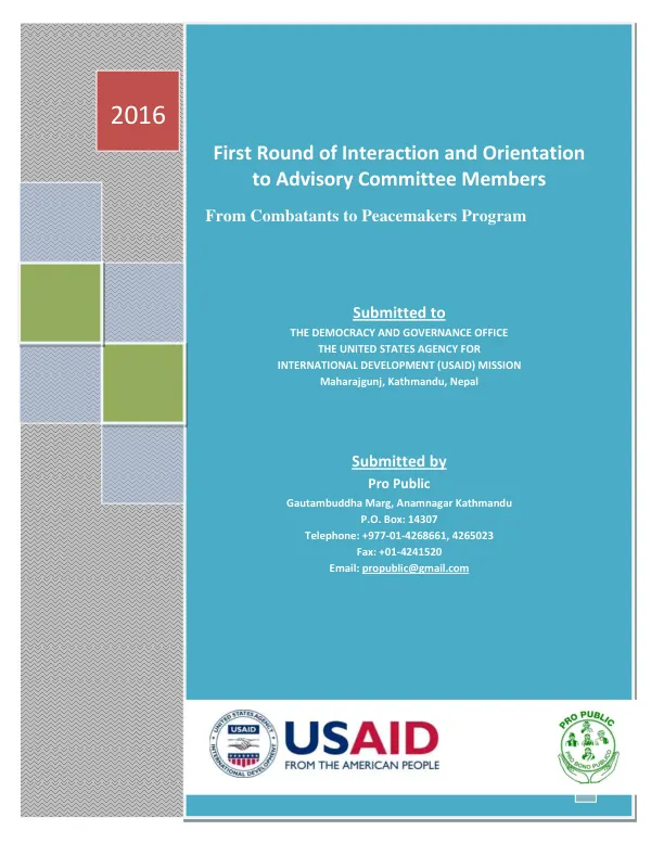 First round of interaction and orientation to advisory committee members