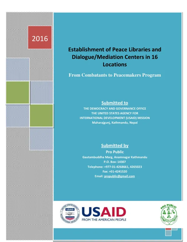 Establishment of peace libraries and dialogue/mediation centers in 16 locations