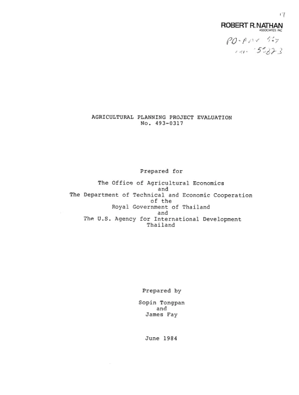 Agricultural planning project evaluation : no. 493-0317