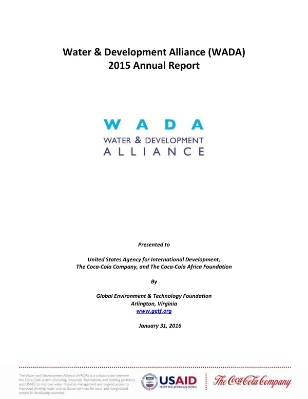 Water & Development Alliance (WADA) 2015 Annual Report