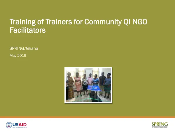 Training of Trainers for Community QI NGO Facilitators