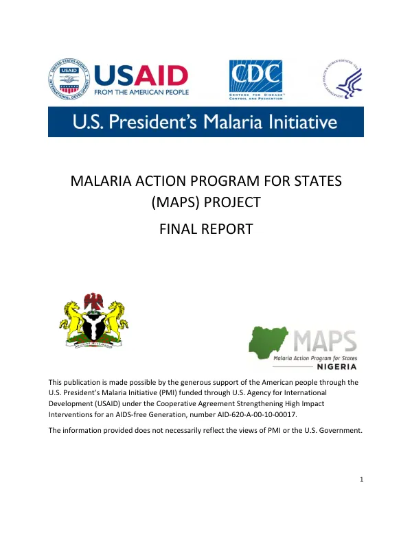 Malaria action program for states (MAPS) project : final report