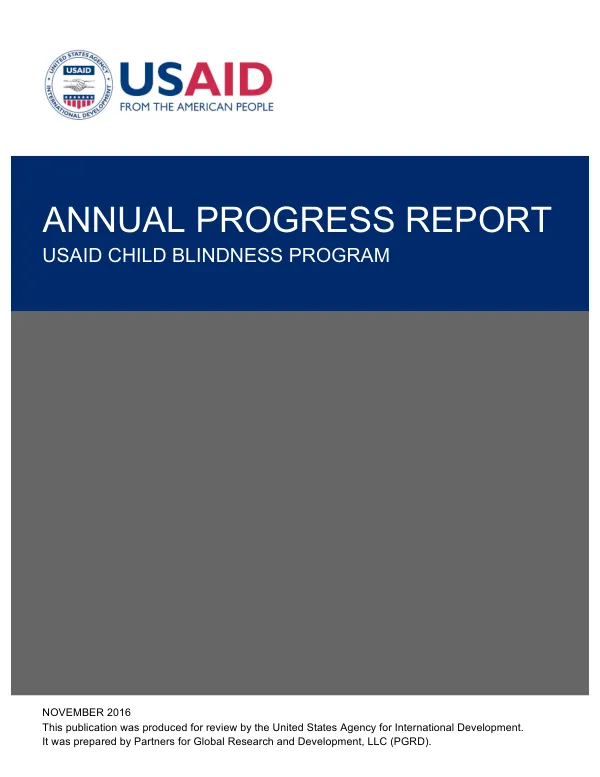 Annual Progress Report: USAID Child Blindness Program (Year 3)