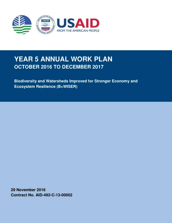 Philippines B+WISER Year 5 Workplan