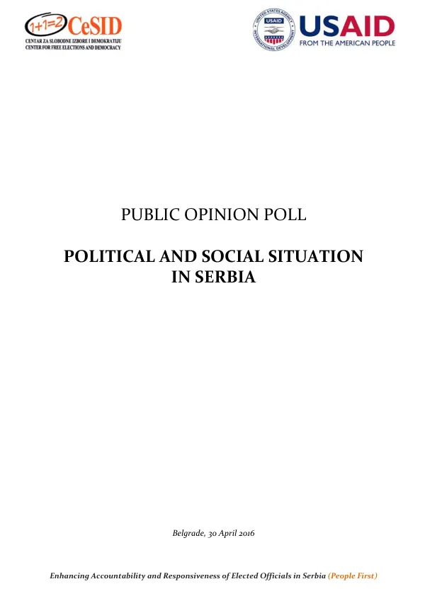 Political and Social Situation in Serbia - Public Opinion Poll Results