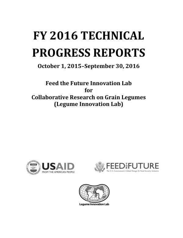 Feed the Future Legume Innovation Lab FY 2016 Technical Progress Reports