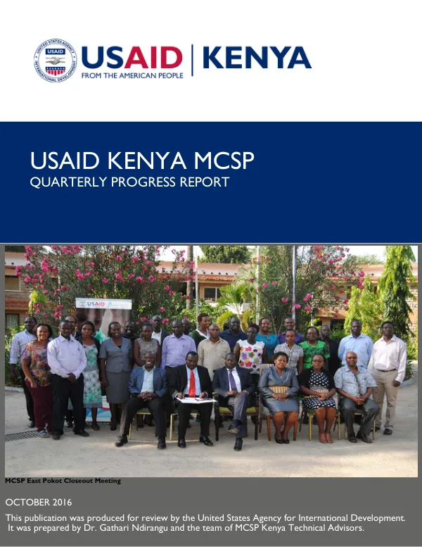 USAID MCSP-Kenya PY2 Q4 Progress Report_October 31 2016 (July - September 2016)