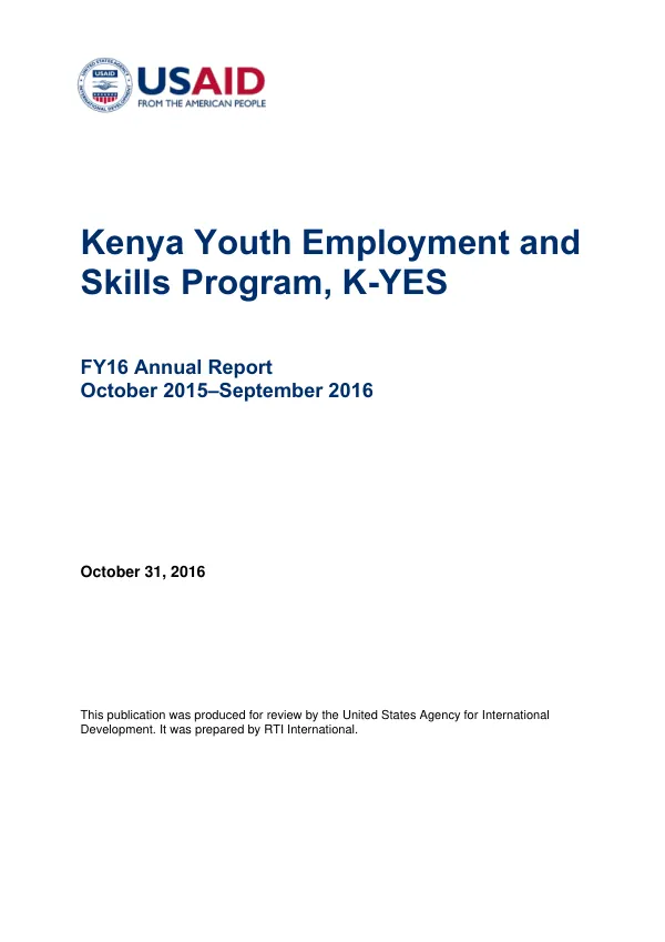 Kenya Youth Employment and Skill Program, K-YES