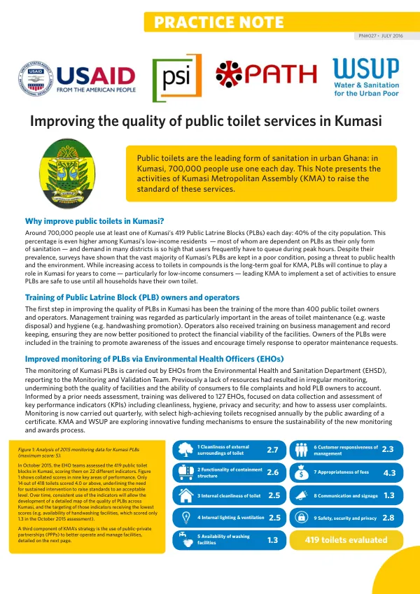 Practice Note: Improving the quality of public toilet services in Kumasi