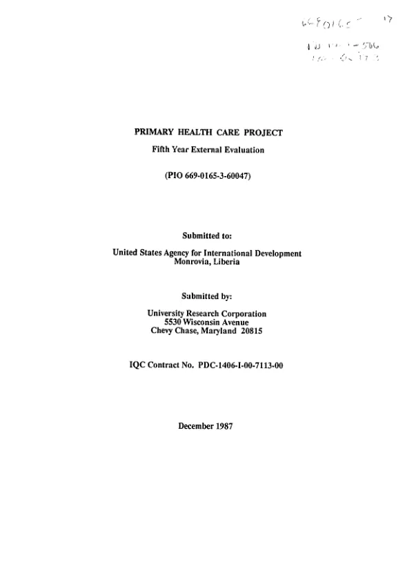 Primary health care project : fifth year external evaluation