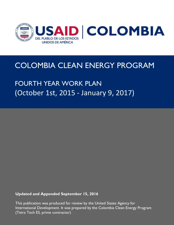 Colombia Clean Energy Program - Fourth Year Work Plan Revised
