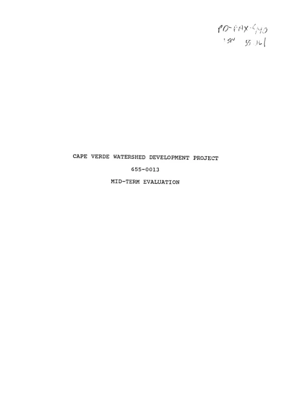 Cape Verde watershed development project, 655-0013 : mid-term evaluation