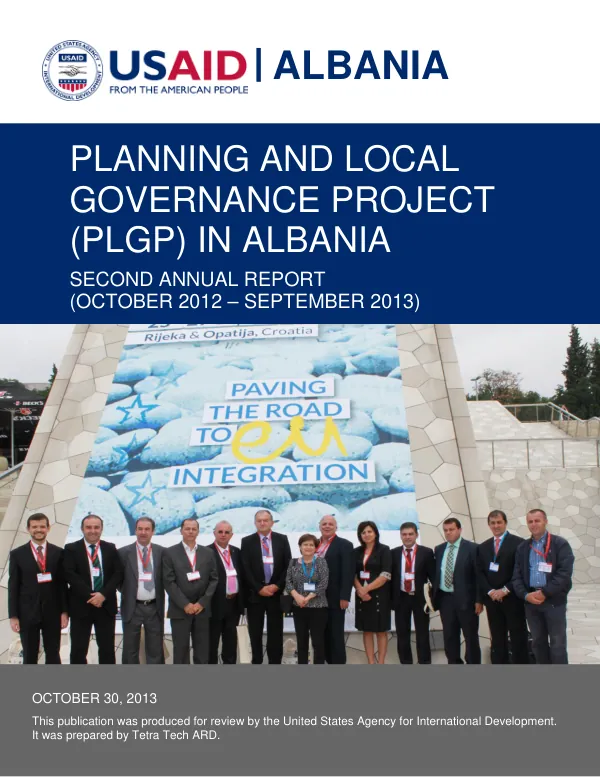 Planning and Local Governance Project (PLGP) in Albania Second Annual Report (October 2012 - September 2013)