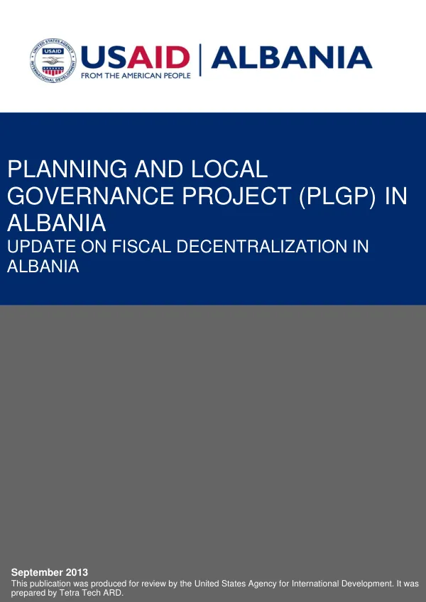 Update on Fiscal Decentralization in Albania