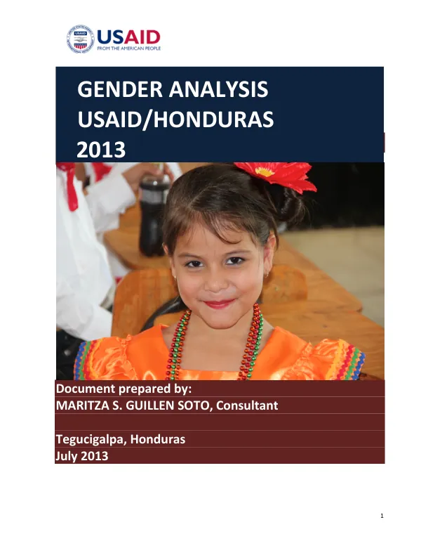 Gender analysis USAID/Honduras 2013