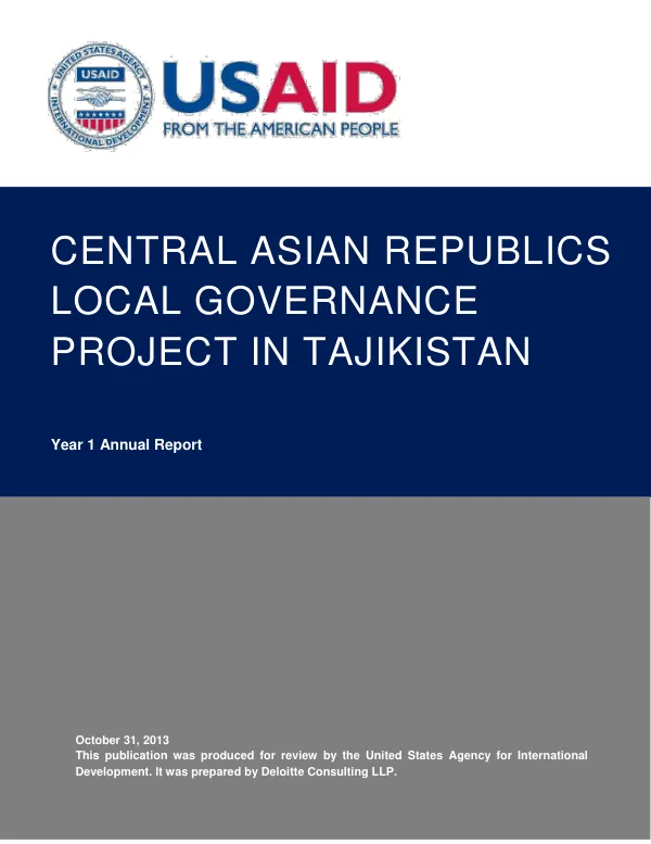 Local Governance Project in Tajikistan Year 1 Annual Report