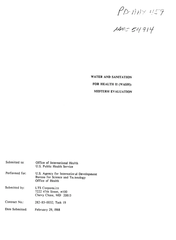Water and sanitation for health II (WASH) : midterm evaluation