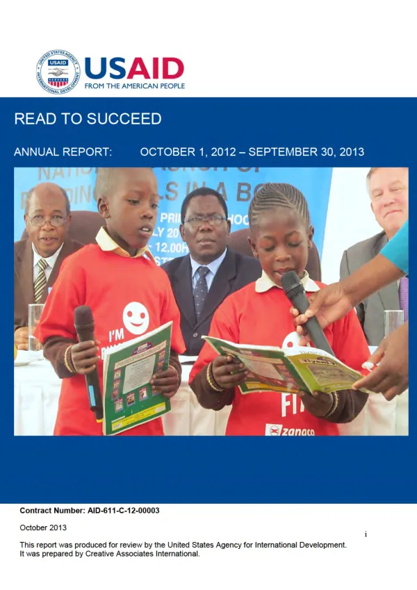 Zambia, Read to Succeed, 2013, Year 2 Annual Performance Report Final, 2013.10.13