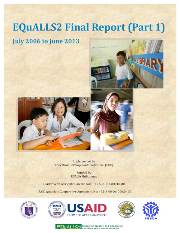 EQuALLS2 final report : part 1, June 2006-June 2013