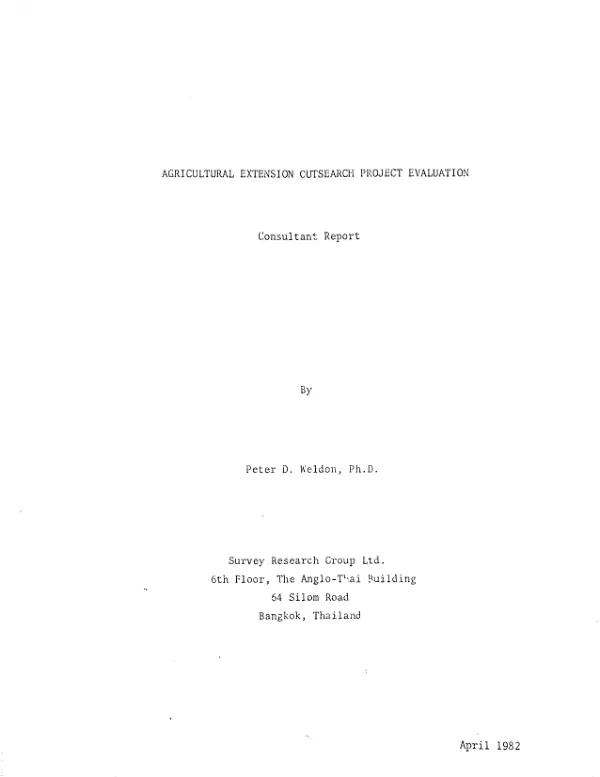 Agricultural extension outsearch [i.e. outreach] project evaluation : consultant report