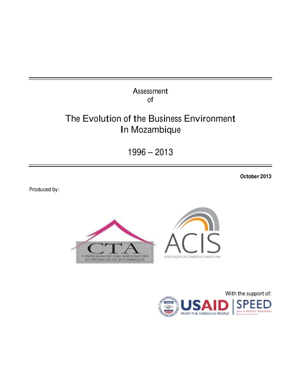 Assessment of The Evolution of the Business Environment In Mozambique 1996 -2013