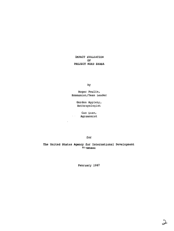 Impact evaluation of project Nord Shaba