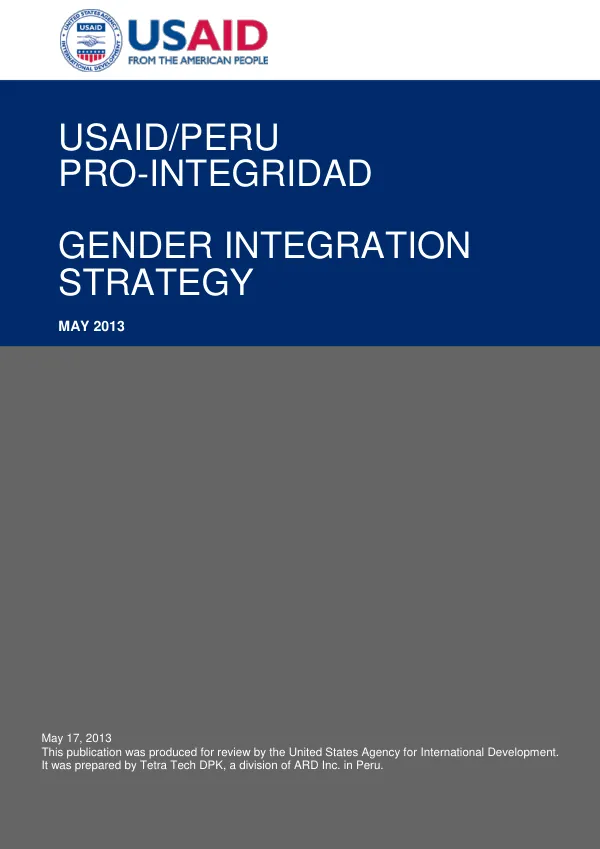 Peru Pro-Integrity Program, Gender Integration Strategy