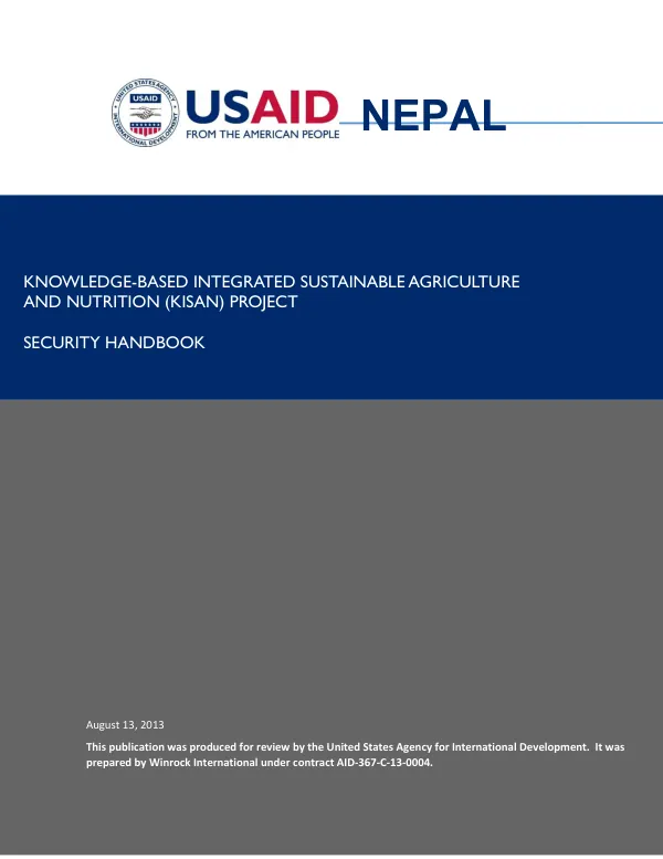 Knowledge-based Integrated Sustainable Agriculture and Nutrition (KISAN) Security Handbook