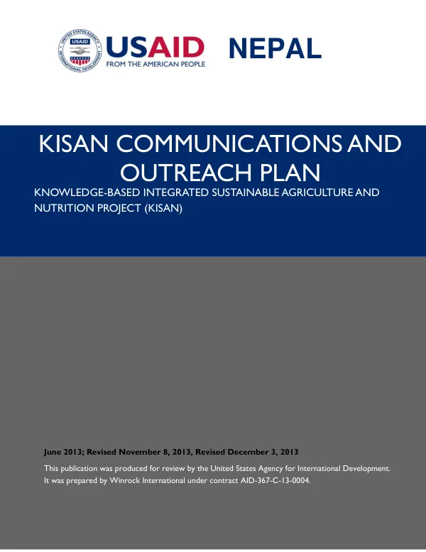 Knowledge-based Integrated Sustainable Agriculture and Nutrition (KISAN) Communications and Outreach Plan