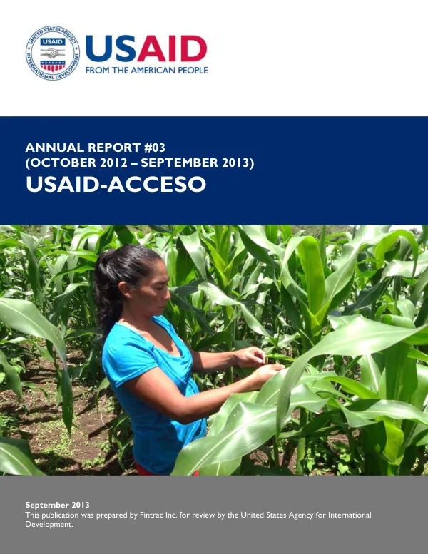 USAID-ACCESO Quarterly Report 10 (Annual Report 03)