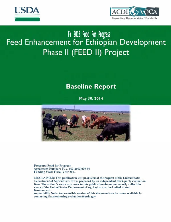 [USDA] FY 2013 food for progress feed enhancement for Ethiopian development phase II (FEED II) project : baseline report