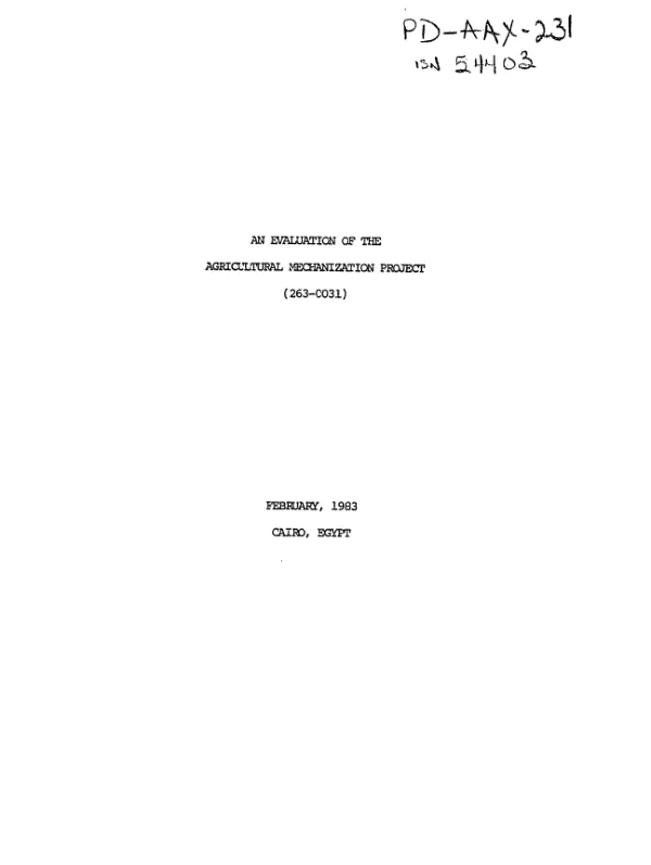 Evaluation of the agricultural mechanization project (263-0031)