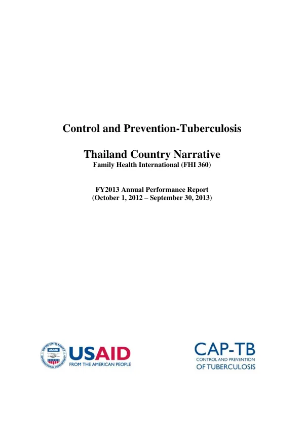 FY2013 APR CAP-TB Thailand
