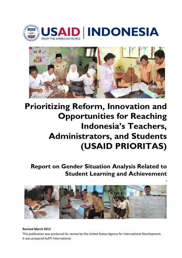 Report on gender situation analysis related to student learning and achievement