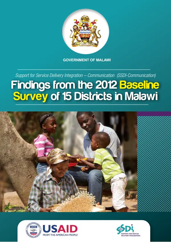 Findings from the 2012 Baseline Survey of 15 districts in Malawi