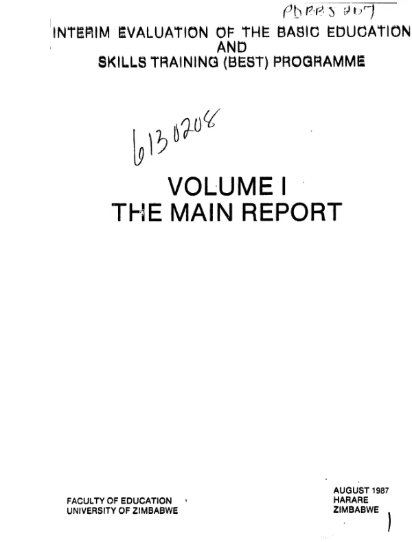 Interim evaluation for the basic education and skills training (BEST) programme : volume 1, the main report