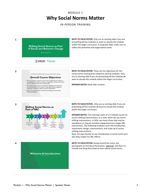 Module 1: Why Social Norms Matter: In-person Training (speaker notes)